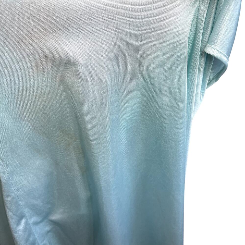 VTG 60s Handmade Blue Nylon Lace Trim Pleated Nightgown M Coquette Cottagecore - Picture 9 of 17